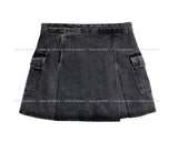 Pocket pleats A-line miniskirt