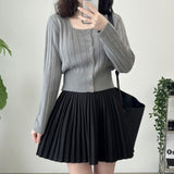 Pleated Wool Mini Skirt