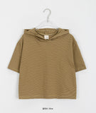 [BAONHAUS] Kerib Stripe Short Sleeve Hood Tee