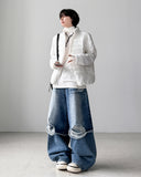 Bin Damage Layered Wide Denim