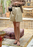 Pibelin Pin Tuck Cotton Shorts