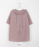 [BAONHAUS] Hapeura Check Hood Short Sleeve Shirt