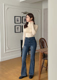 Chevind Washing Bootcut Denim Pants