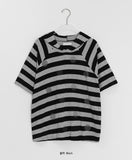 Kaol Stripe Dot Hood Short Sleeve Tee
