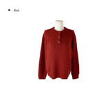 Nav Button Label Patch Round Wool Knit