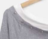Raon Unbalanced Studded One-Shoulder T-Shirt