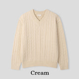 Rich cable V-neck knitwear