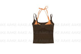 [with cup] TWO TONE HALTER TOP