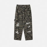 Damaged camo carpenter double knee pants