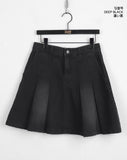 Heta Pleated Tennis Denim Midi Skirt