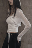 [mnem] Woodgrain Bolero Cardigan