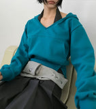 [SET] BUTTON V-HOODIE & HALTER