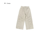 Luo Stitch Pintuck Pocket Wide Cotton Pants