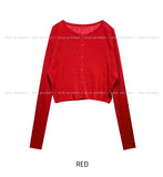 [U-BASIC] See-through Linen Ribbed Crop Cardigan