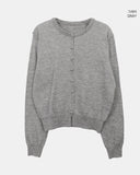 Uran bean button round neck long sleeve cardigan