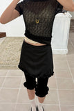 SATIN FRILL MINI SKIRT