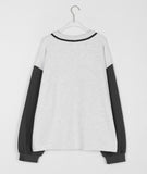 [BAONHAUS] Tenny lettering cotton color matching cardigan