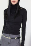 Cross button turtleneck