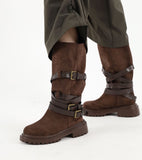 Wetin Strap Suede Long Boots