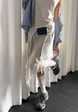 SLANT LAYERED MIDI SKIRT