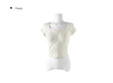 [MADE] Duran Amore Square Neck Shirring Short Sleeve T-Shirt