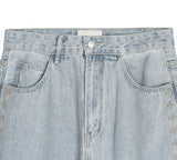 Pinata embroidery wide denim pants