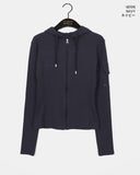 [MADE] Foil Vintage Pocket Slit Slim Ribbed Hood Zip-Up