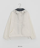 Berndi Check Crop Hood Windbreaker Zip-Up Jumper