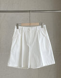Pibelin Pin Tuck Cotton Shorts