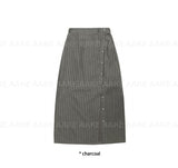 STRIPE BUTTON WRAP SKIRT