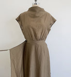 Foven Cowl Neck Wrinkle Banding Wrap Long One Piece