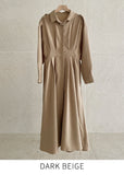 Chestnut Pintuck Collar Shirt Long One Piece (Strap Set)