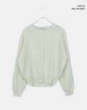 Pimu Basic Round Neck Loose Fit Long Sleeve Knit Cardigan
