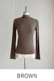 Tight Creamy Half-Neck Basic T-shirt
