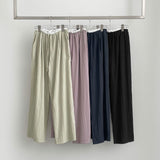 Rustling Color Matching Ice Wide Slacks Banding Pants
