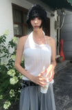 LINEN STRAP HALTER TOP