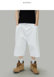One-tuck Bermuda denim pants