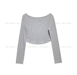 Little Lettering Boat Neck Crop Long Sleeve