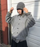 (WOOL) ROUND-NECK WEAVE CARDIGAN