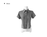 Karen Stripe Short Sleeve Collar Slim Shirt