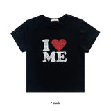 LOVE ME HALF CROP T