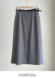 Della Pintuck A-Line Long Skirt (Belt Set)