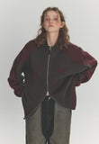 [2-WAY] Curved Block Knit Zip-Up