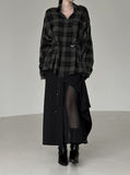 Slit mesh layered long skirt