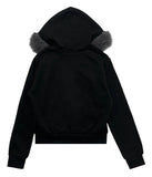 (Lining brushed) FUR HOOD ZIP-UP