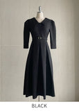 Rebbe Jacquard Collar Pleated One Piece (Belt set)