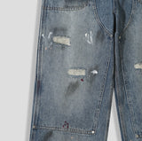 Bone Dirty Paint Damage Carpenter Denim Pants