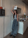 [U-DENIM/Planning Products] Summer Pintuck Wide Cargo Denim Pants