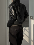 Glossy leather crop jacket