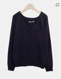 Doan Back Point Lettering V-neck Knit Cardigan